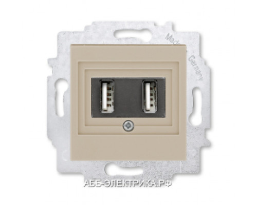 Розетка USB зарядка двойная ABB Levit кофе макиато