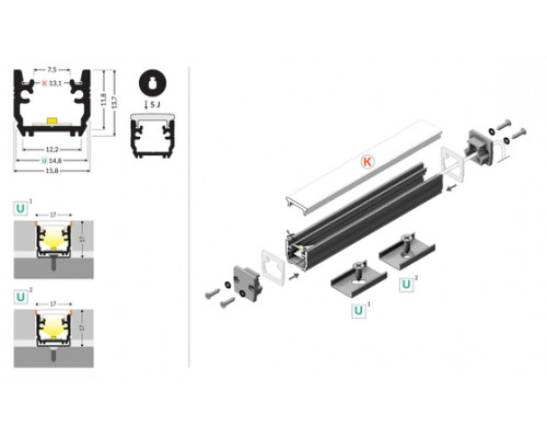 profil LED FLOOR12 K/U 1000 anod.