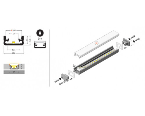 profil LED FLOOR8 K 3000 anod.