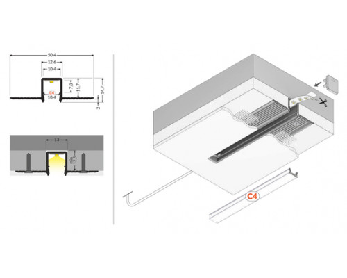 profil LED HIDE10 C4 3000 alu.sur.