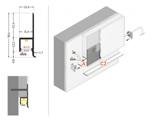 profil LED OMNI10 AC2 1000 anod.
