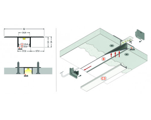 profil LED PLANE14 IN BC3 4050 anod.