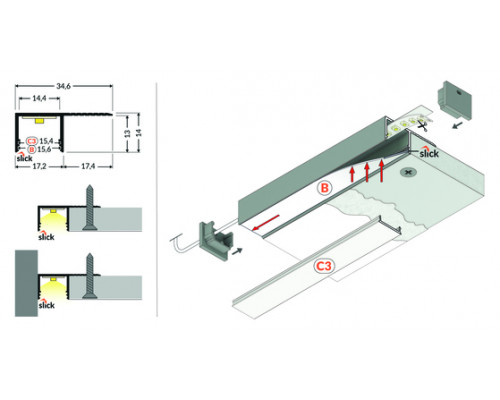 profil LED PLANE14 SIDE BC3 2000 anod.