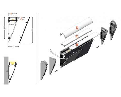 profil LED WALLE12 BCD 1000 anod.