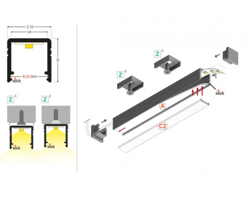 профиль LED SMART10 AC2/Z 2000 белый крашеный/ в упаковке