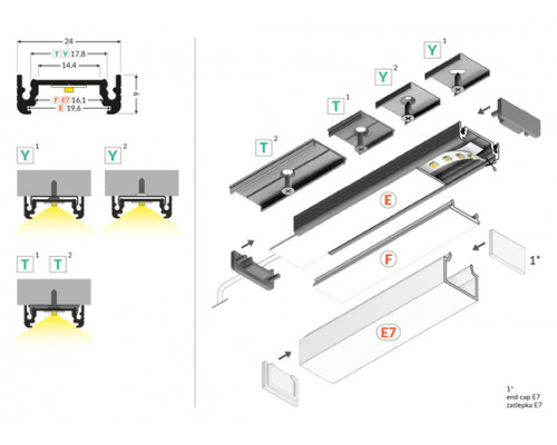 профиль LED SURFACE14 EE7F/TY 4050 белый крашеный/ в упаковке