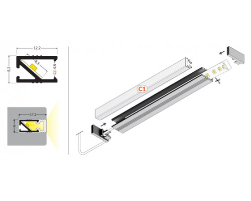 профиль LED HI8 C1 2000 анодированный