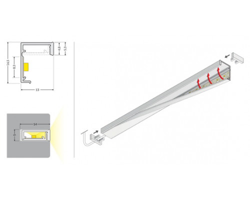 профиль LED SLASH8 2000 mleczny