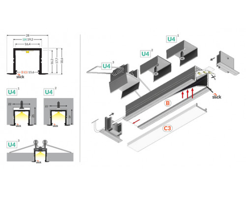 профиль LED SMART-IN16 BC3/U4 2000 белый крашеный/ в упаковке