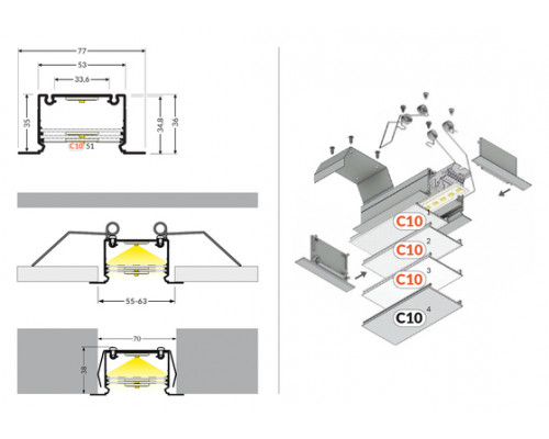 profil LED PHIL WPUST C10 4050 alu.sur.